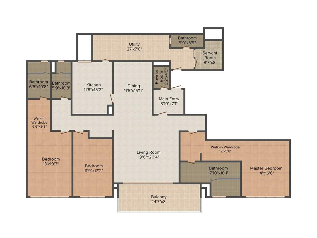 Embassy Lake Terraces (3BHK+3T (3,670 sq ft) + Servant Room 3670 sq ft)