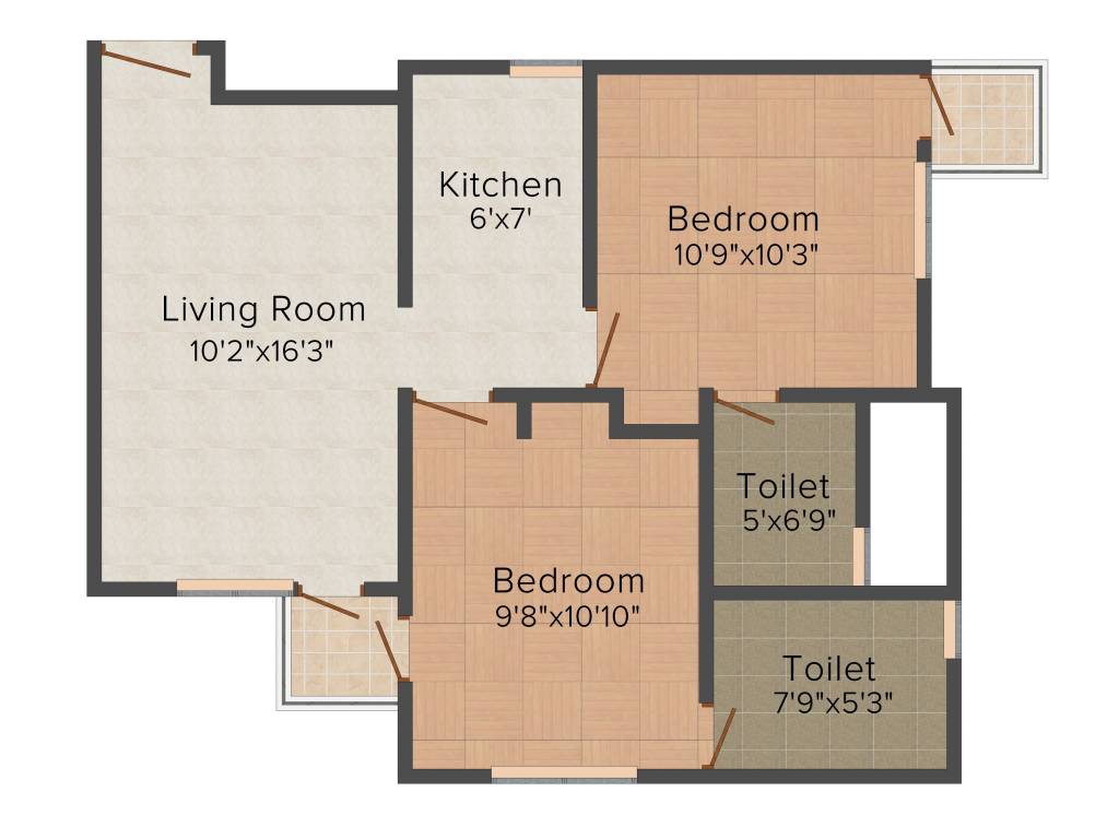 Supertech Czar Suites (2BHK+2T (870 sq ft) 870 sq ft)
