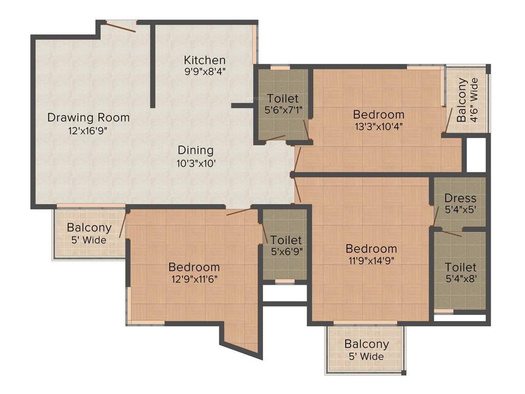 Supertech Czar Suites (3BHK+3T (1,875 sq ft) 1875 sq ft)