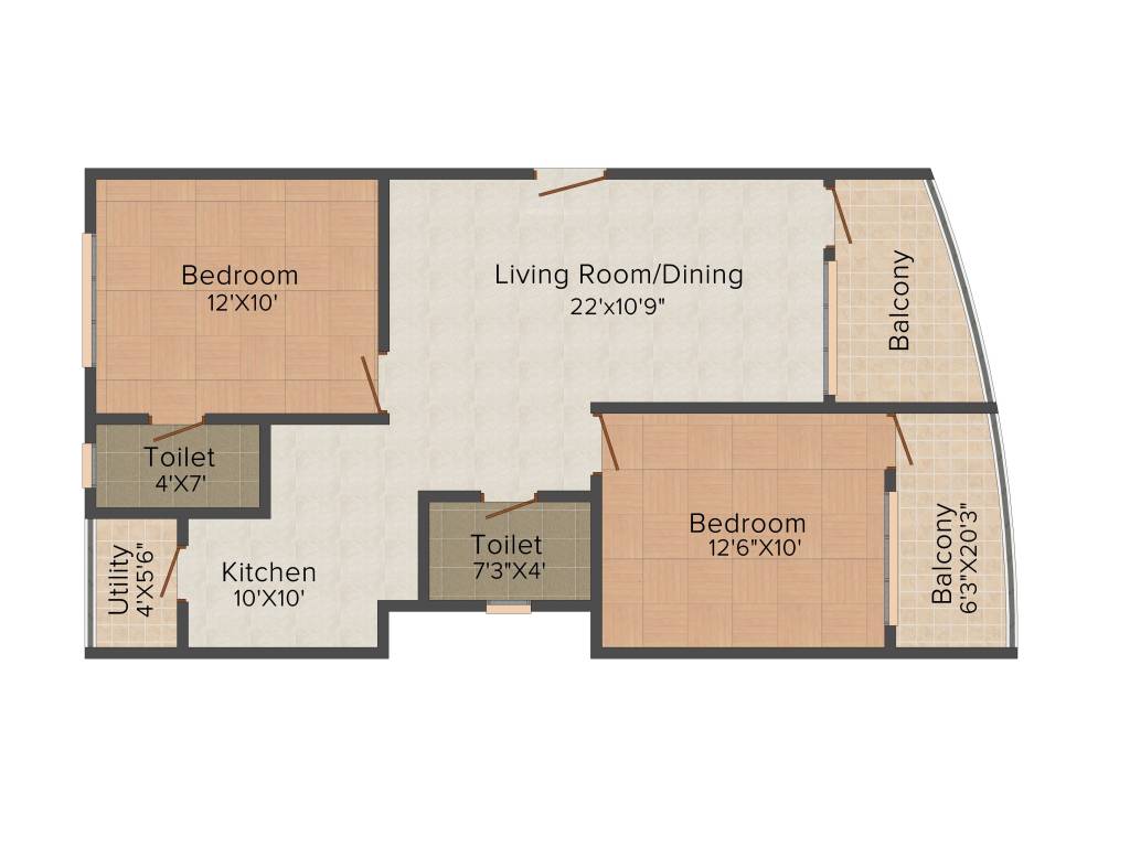 Maithri Shilphitha Royal (2BHK+2T (977 sq ft) 977 sq ft)