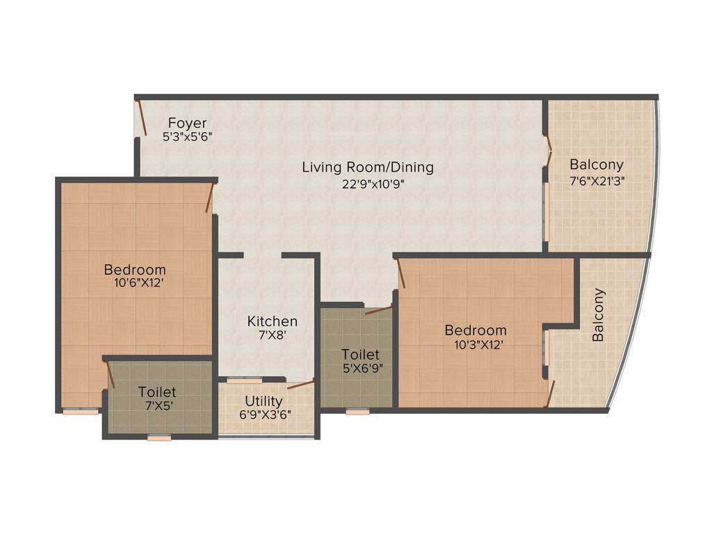 Maithri Shilphitha Royal (2BHK+2T (1,146 sq ft) + Study Room 1146 sq ft)