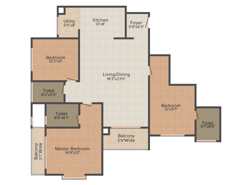 Salarpuria Sattva Salarpuria Sattva Greenage (3BHK+3T (1,872 sq ft) 1872 sq ft)