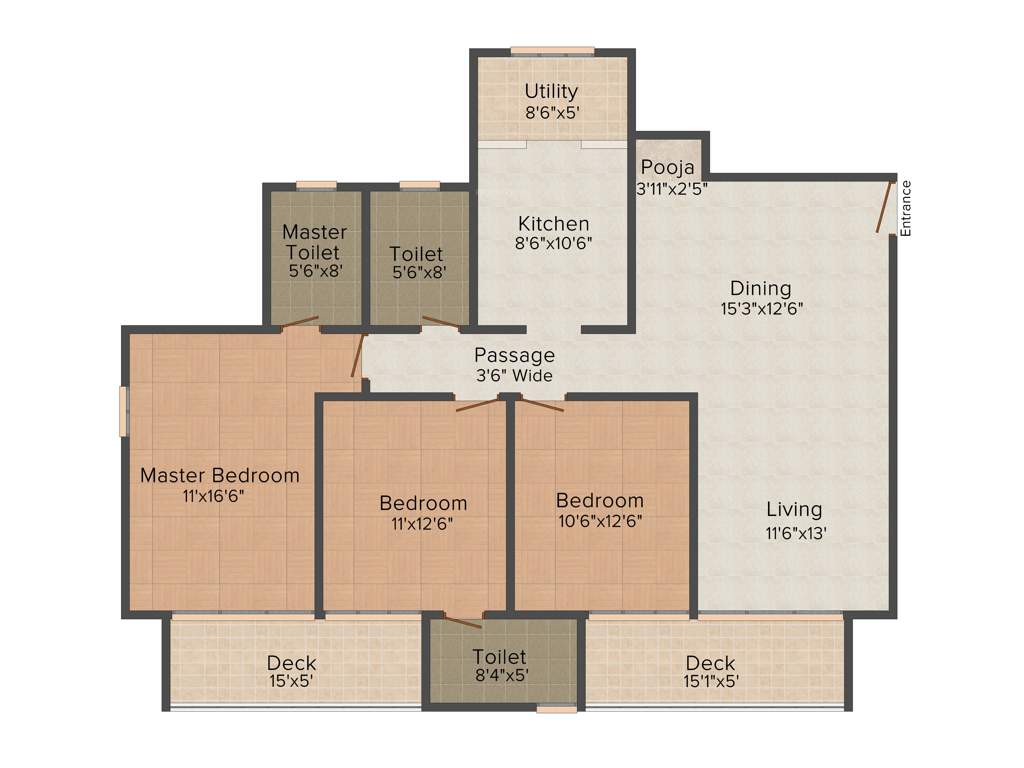 Hiranandani Cypress (3BHK+3T (1,835 sq ft) + Pooja Room 1835 sq ft)