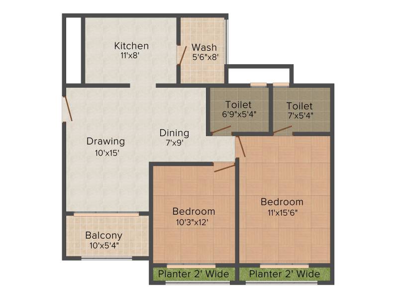 Goyal Orchid Woods (2BHK+2T (1,159 sq ft) 1159 sq ft)