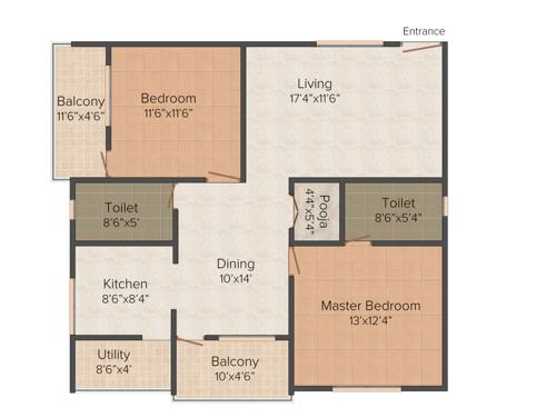 Visalakshi Sansita Pride (2BHK+2T (1,270 sq ft)   Pooja Room 1270 sq ft)