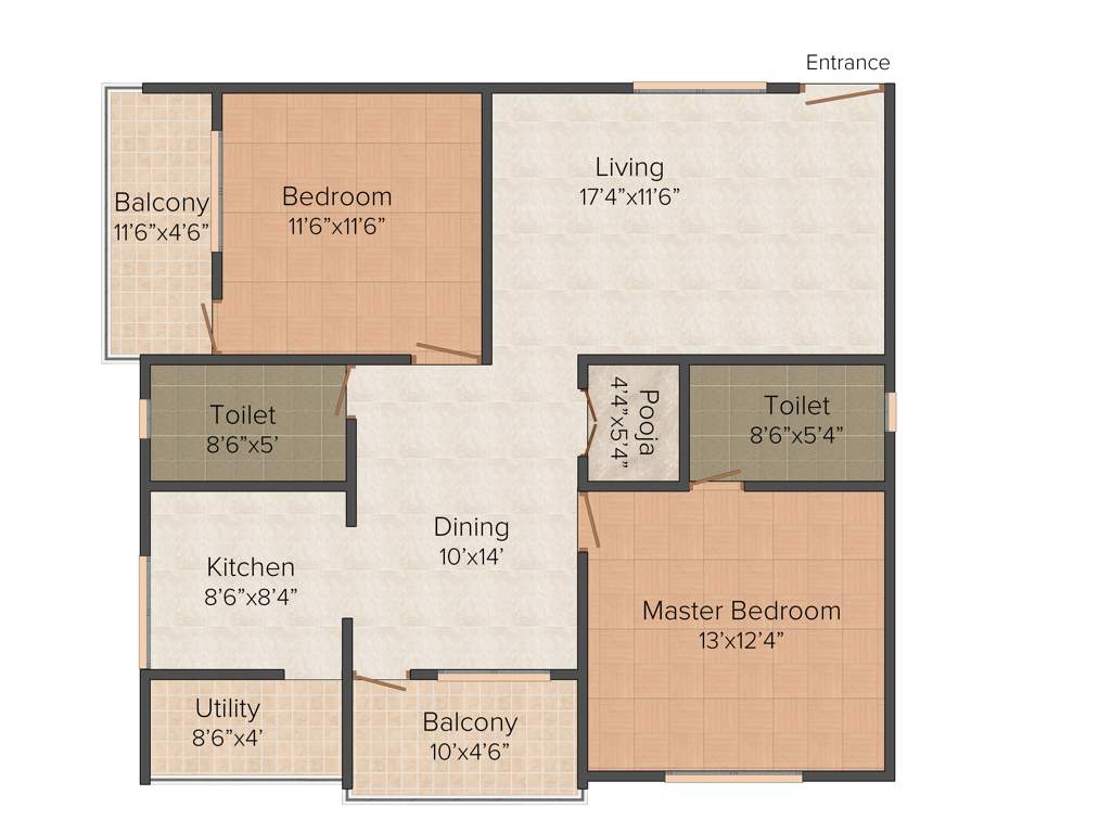 Visalakshi Sansita Pride (2BHK+2T (1,270 sq ft)   Pooja Room 1270 sq ft)