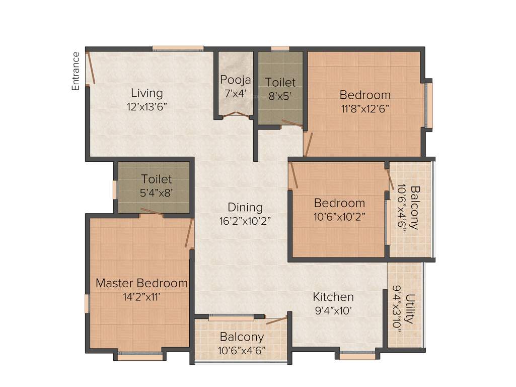 Visalakshi Sansita Pride (3BHK+2T (1,490 sq ft)   Pooja Room 1490 sq ft)