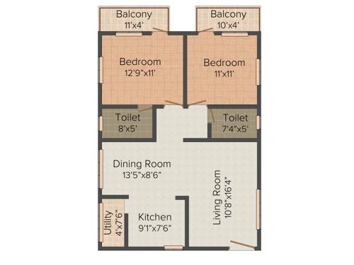 Virani JRK Gardens (2BHK+2T (1,152 sq ft) 1152 sq ft)