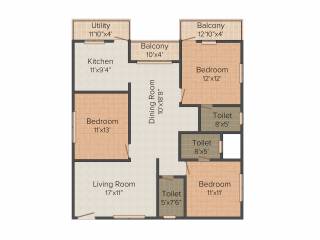 Virani JRK Gardens (3BHK+3T (1,614 sq ft) 1614 sq ft)