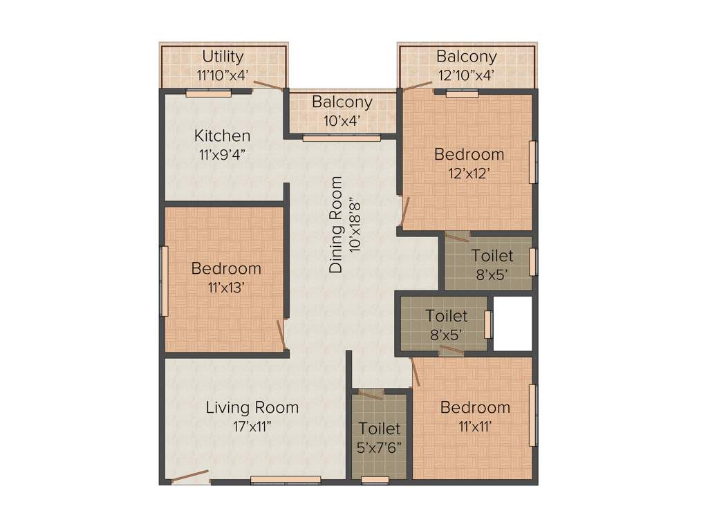 Virani JRK Gardens (3BHK+3T (1,614 sq ft) 1614 sq ft)