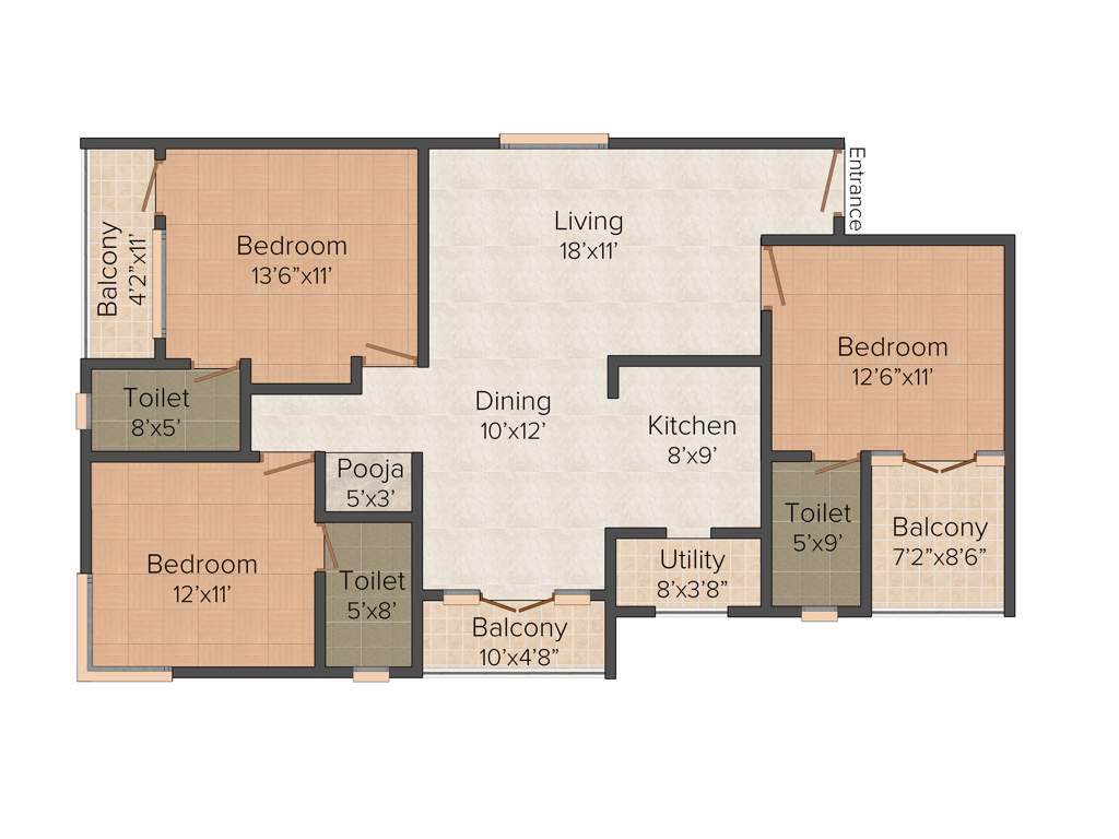 CMRS 12 Square (3BHK+3T (1,505 sq ft) 1505 sq ft)