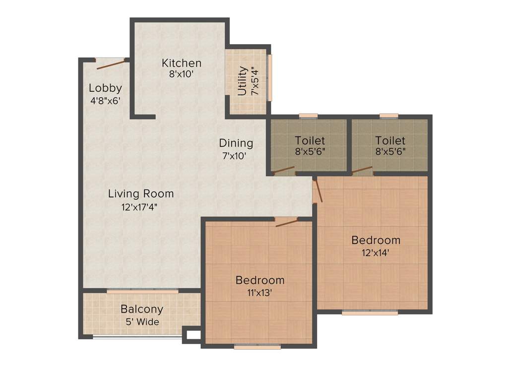 Brigade Altamont (2BHK+2T (1,270 sq ft) 1270 sq ft)