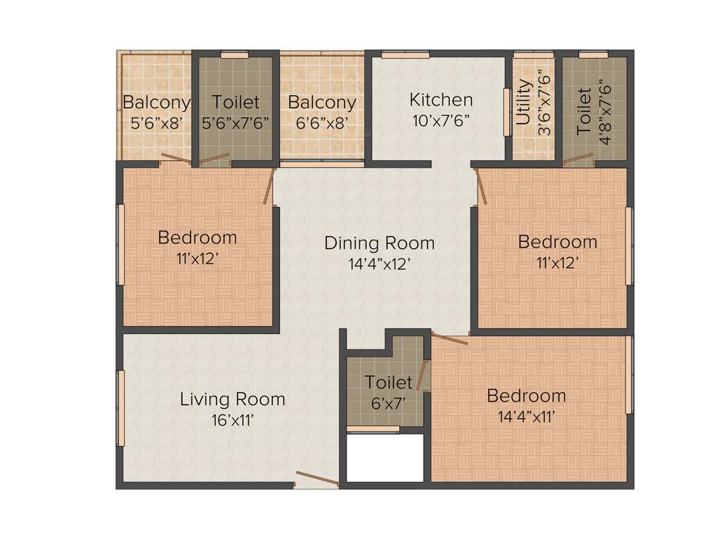 Jana Splendour 1 (3BHK+2T (1,470 sq ft) 1470 sq ft)