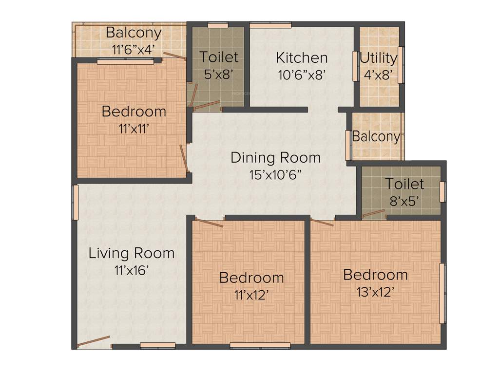 Jana Splendour 1 (3BHK+2T (1,390 sq ft) 1390 sq ft)