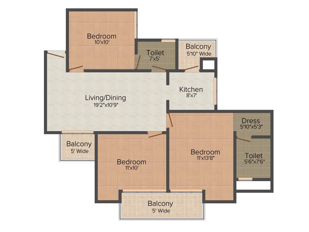 Nirala Greenshire (3BHK+2T (1,280 sq ft) 1280 sq ft)