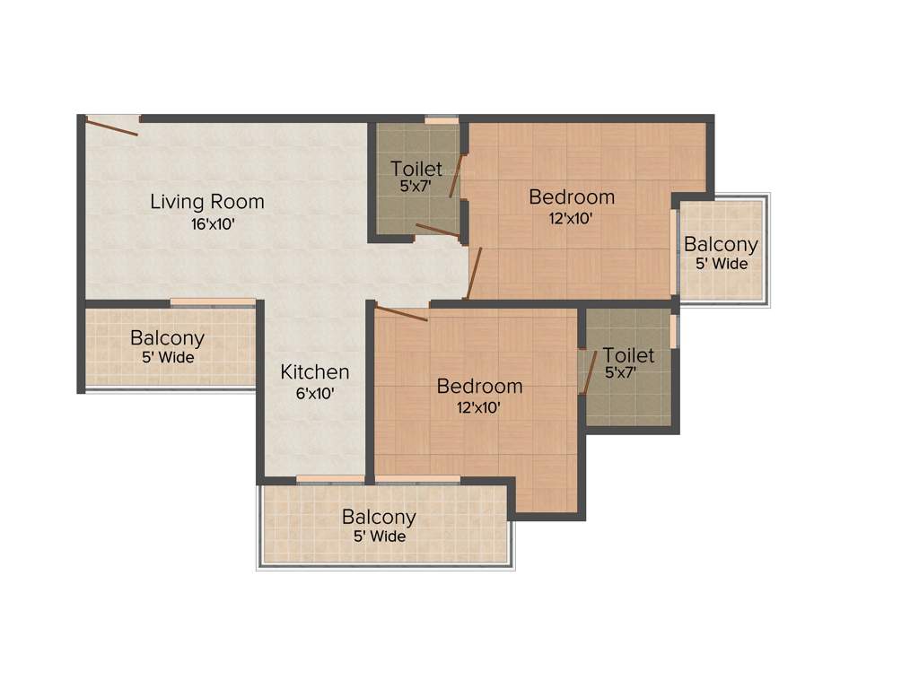 Uppal Casa Woodstock (2BHK+2T (1,060 sq ft) 1060 sq ft)