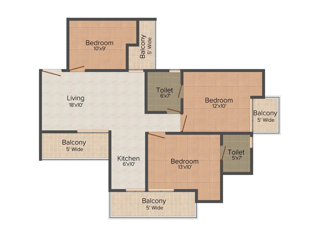 Uppal Casa Woodstock (3BHK+2T (1,275 sq ft) 1275 sq ft)
