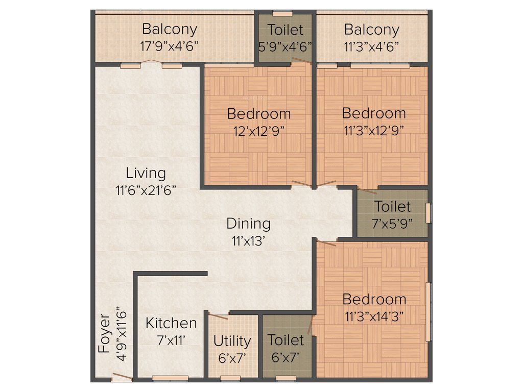 Jayakumar JJ Elita (3BHK+3T (1,532 sq ft) 1532 sq ft)