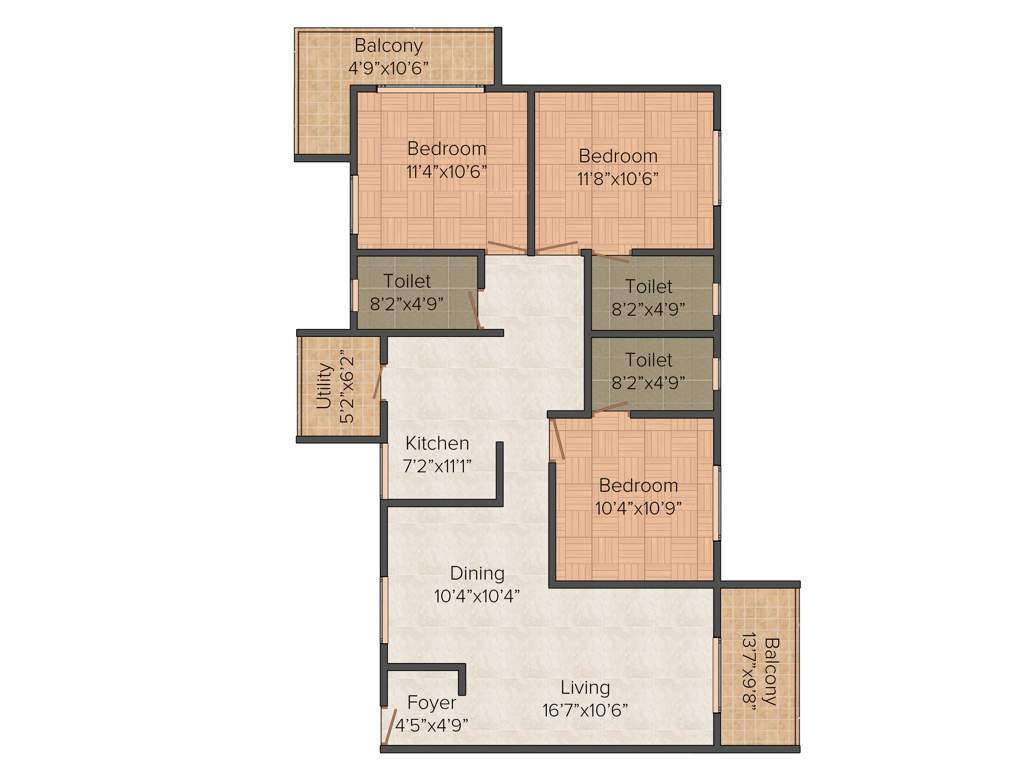 Purple Woods (3BHK+3T (1,483 sq ft) 1483 sq ft)