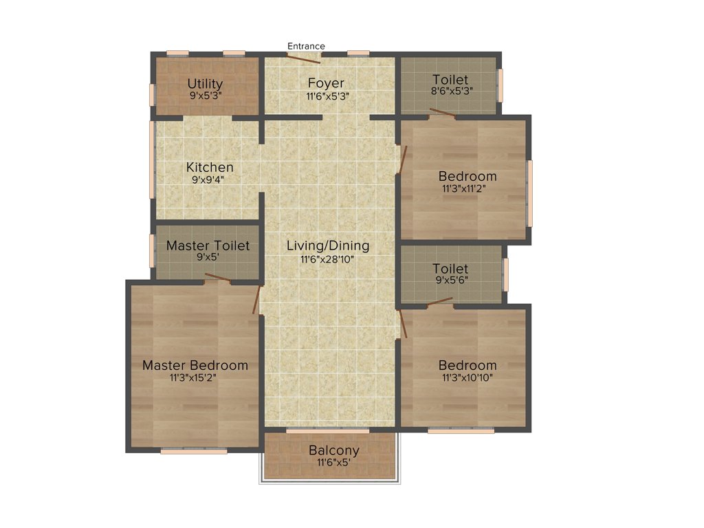 Vigneshwara Cedar Woods (3BHK+3T (1,633 sq ft) 1633 sq ft)