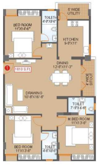 Saroj Habitat (3BHK+3T (1,610 sq ft) 1610 sq ft)