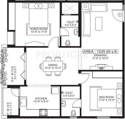 Sandeep Dhruva Apartment (2BHK+2T (1,225 sq ft) 1225 sq ft)