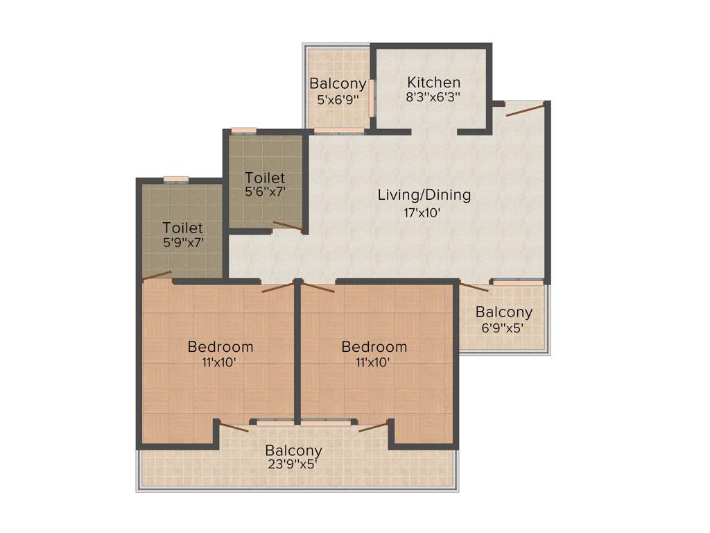 Shubhkamna Epic (2BHK+2T (985 sq ft) 985 sq ft)