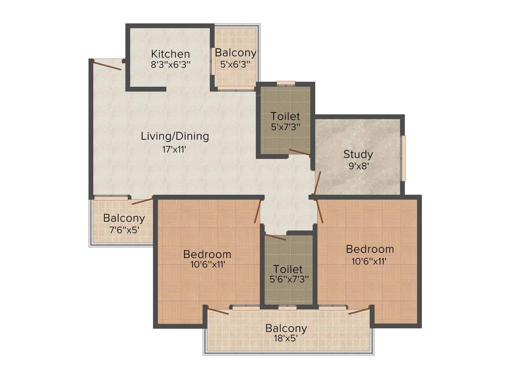 Shubhkamna Epic (2BHK+2T (1,175 sq ft) + Study Room 1175 sq ft)