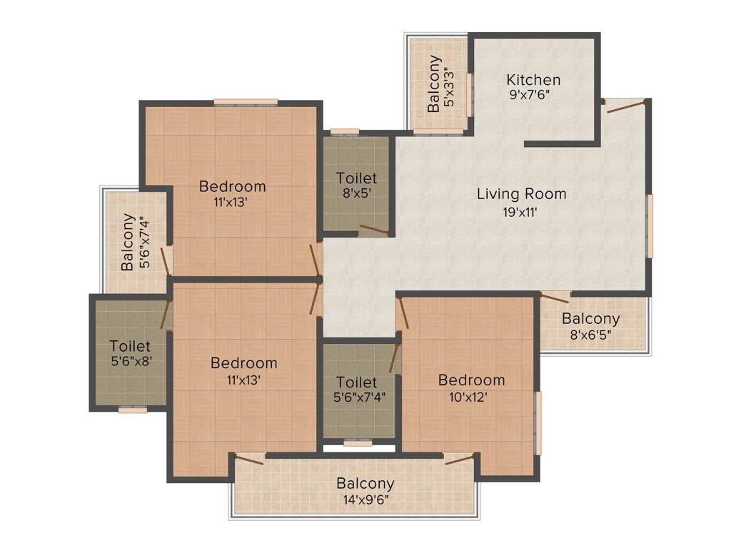Shubhkamna Epic (3BHK+3T (1,575 sq ft) 1575 sq ft)