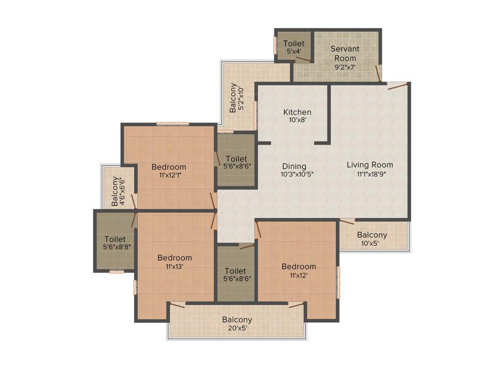 Shubhkamna Epic (3BHK+3T (1,850 sq ft) + Servant Room 1850 sq ft)