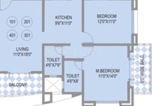 Eisha Foot Print (2BHK+2T (1,027 sq ft) 1027 sq ft)