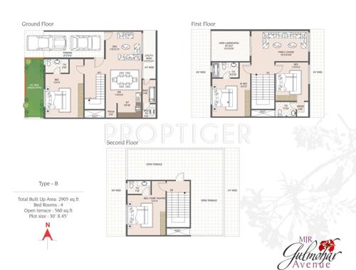 MJR Gulmohar Avenue (4BHK+4T (2,905 sq ft)   Servant Room 2905 sq ft)