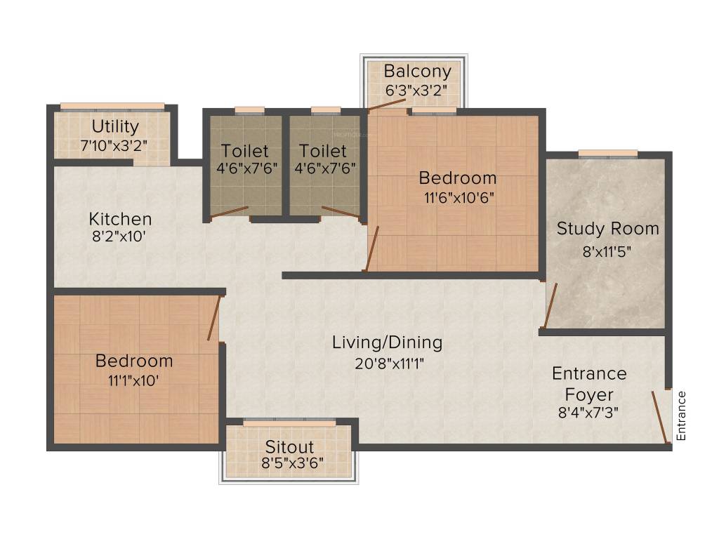 MJR Platina (2BHK+2T (1,256 sq ft) Study Room 1256 sq ft) MJR Platina (2BHK+2T (1,256 sq ft) Study Room 1256 sq ft)