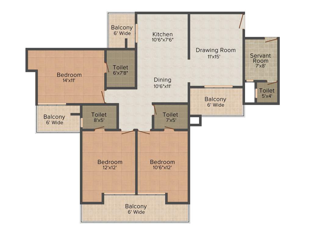 Supertech Albaria (3BHK+3T (1,906 sq ft) + Servant Room 1906 sq ft)
