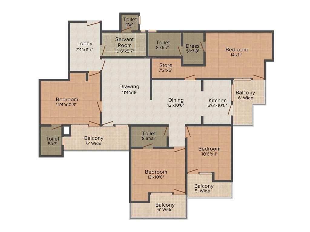 Supertech Albaria (4BHK+4T (2,364 sq ft) + Servant Room 2364 sq ft)