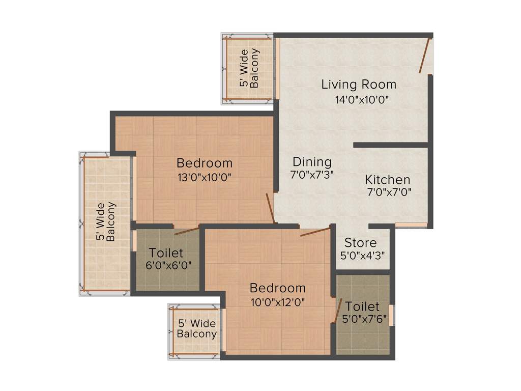 Gaursons 12th Avenue (2BHK+2T (1,055 sq ft) 1055 sq ft)