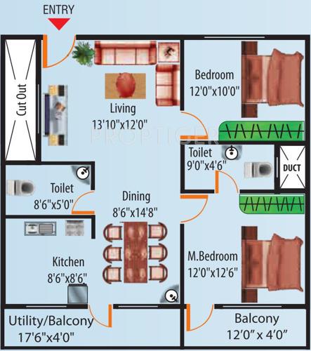 Keystone Sri Sai Paradise (2BHK+2T (1,125 sq ft) 1125 sq ft)