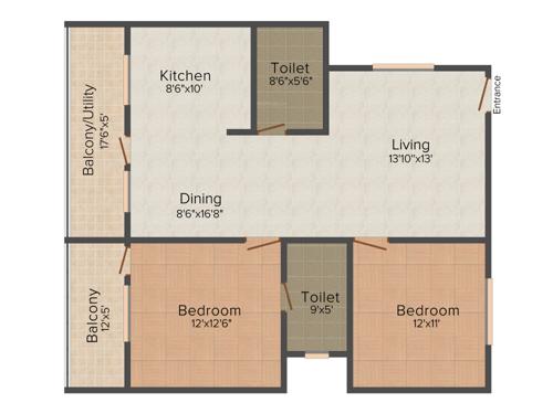 Keystone Sri Sai Paradise (2BHK+2T (1,273 sq ft) 1273 sq ft)