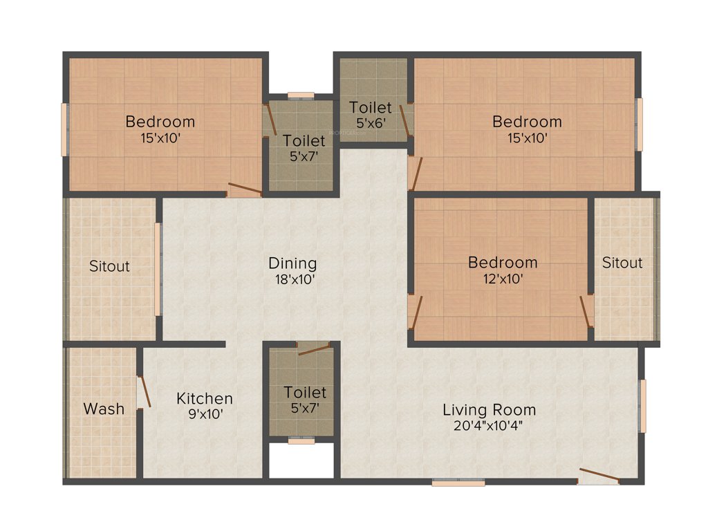 Vijaya Oracle Gardens (3BHK+3T (1,600 sq ft) 1600 sq ft)