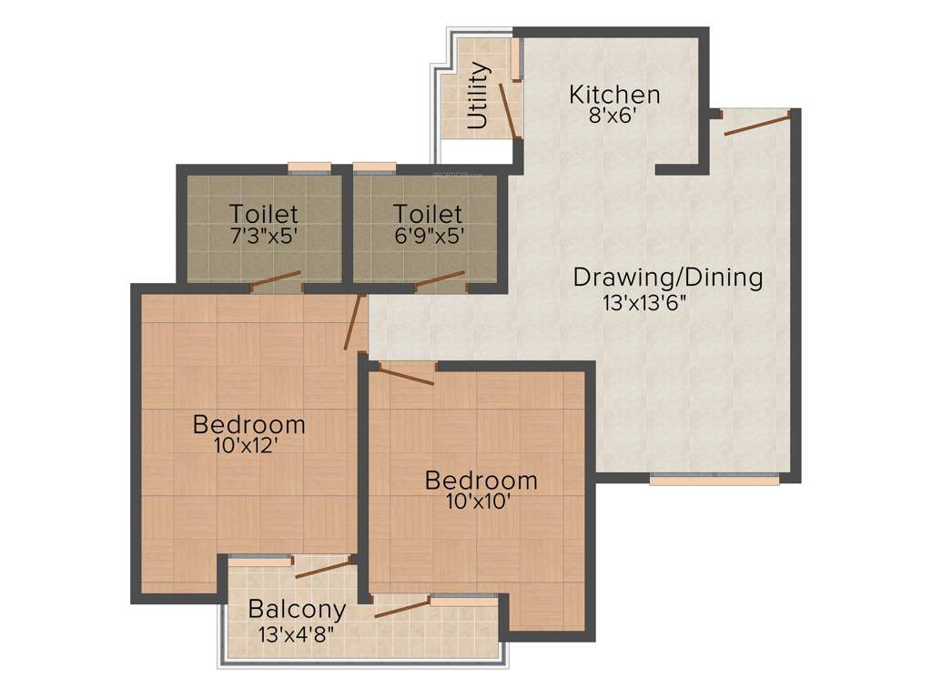 Earthcon Casa Royale (2BHK+2T (875 sq ft) 875 sq ft)