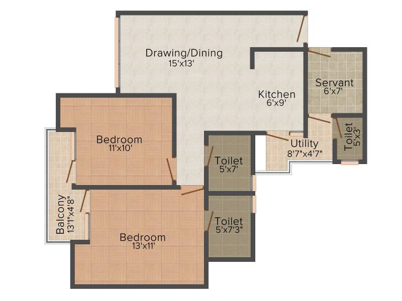 Earthcon Casa Royale (2BHK+3T (1,090 sq ft)   Servant Room 1090 sq ft)