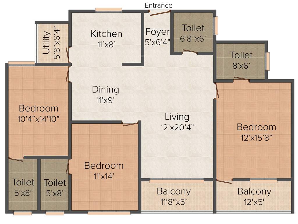 KMF Purab Manor (3BHK+3T (1,810 sq ft) + Study Room 1810 sq ft)