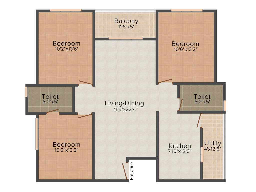 Green Lake Field Homes (3BHK+2T (1,415 sq ft) 1415 sq ft)