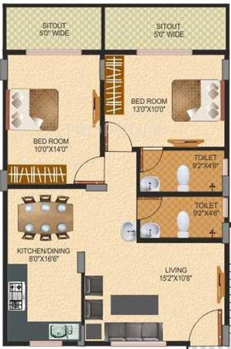 Himagiri Residency (2BHK+2T (984 sq ft) 984 sq ft)