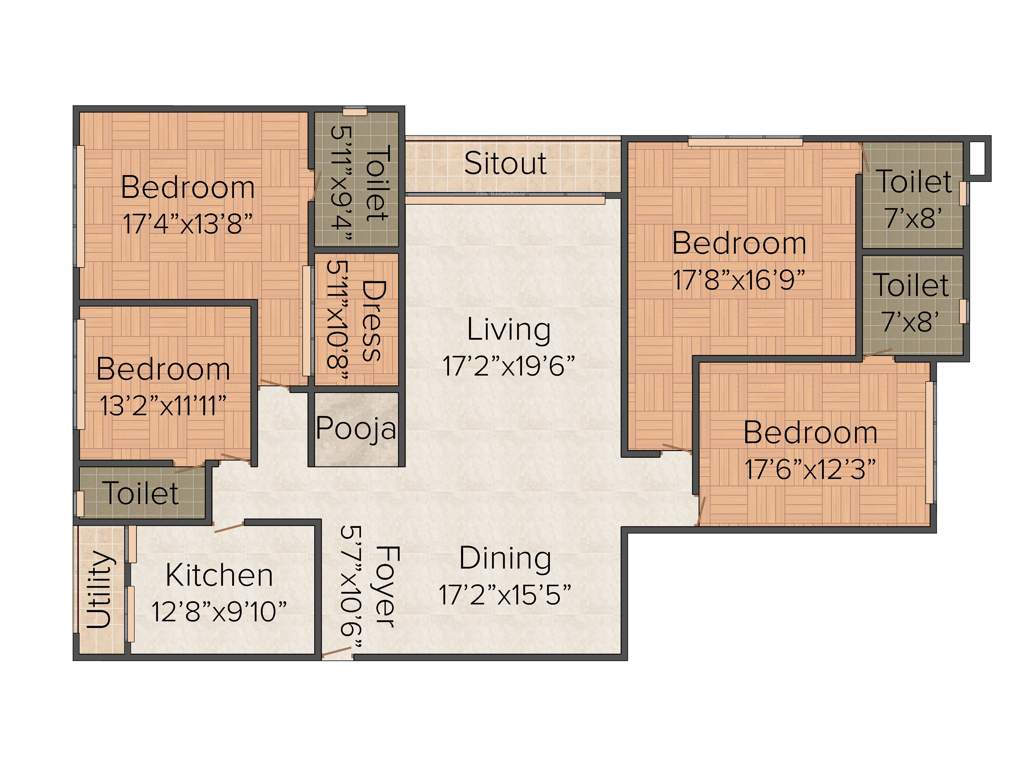Indraprastha Ruhe (4BHK+4T (3,121 sq ft)   Pooja Room 3121 sq ft)