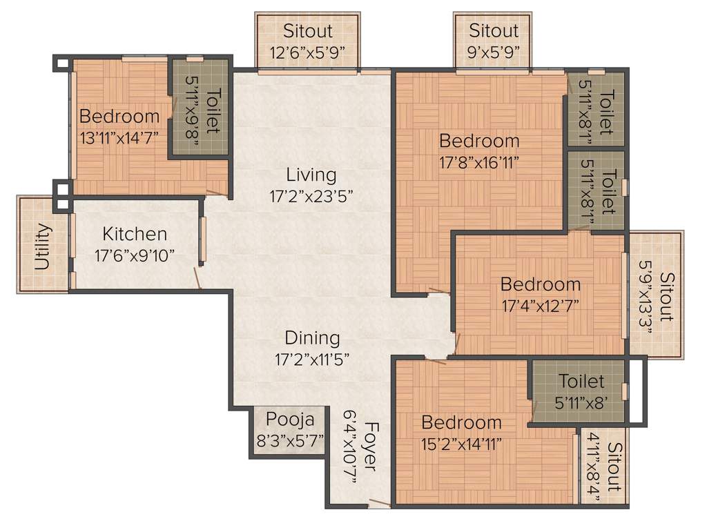 Indraprastha Ruhe (4BHK+4T (3,295 sq ft)   Pooja Room 3295 sq ft)