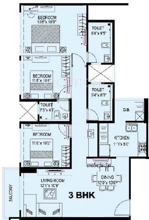 Kanakia Levels (3BHK+3T (1,782 sq ft) 1782 sq ft)