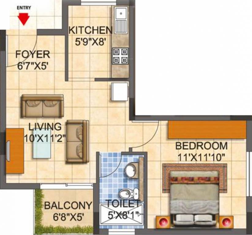 MJR Pearl (1BHK+1T (600 sq ft) 600 sq ft)