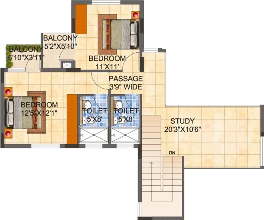 MJR Pearl (3BHK+3T (2,540 sq ft) + Study Room 2540 sq ft)