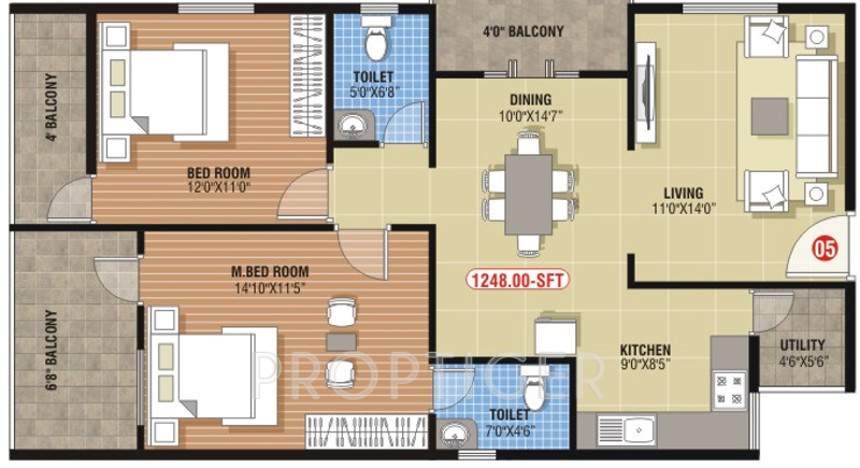 Saranya Springs (2BHK+2T (1,248 sq ft) 1248 sq ft)